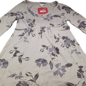 Isabel Maternity Long Sleeve Shirt Waffle Knit Floral Maternity Clothes Size S